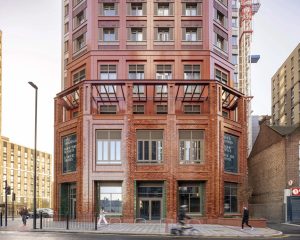 Acton:Enclave: modular co-living tower with pub